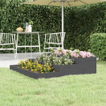 Jardinera de madera maciza de pino 107x107x27 cm color pino natural, pino blanco y pino gris