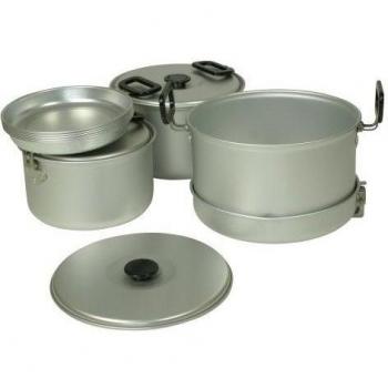 10T Outdoor Equipment 10T Woodman Juego de ollas y sartenes para Camping, Plateado, Estándar