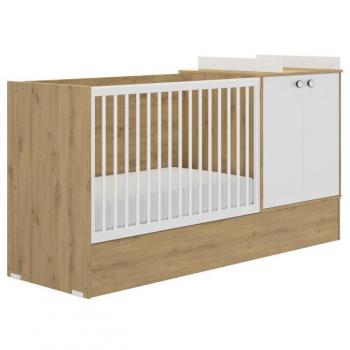 Cuna Evolutiva 60x120 cm Arthur con Efecto Madera y Almacenamiento