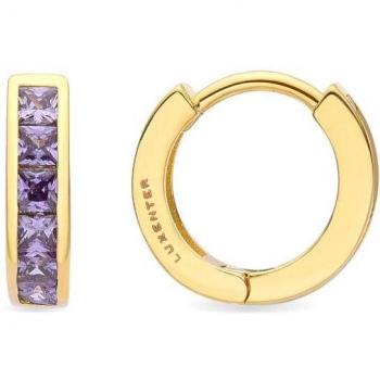 Pendientes Luxenter Wudya de Circonita Amatista, acabados en oro amarillo de 18 quilates