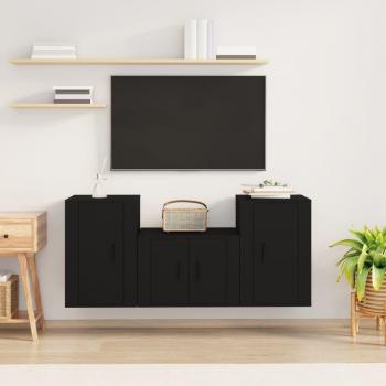Set de muebles para TV 3 piezas madera contrachapada negro vidaXL