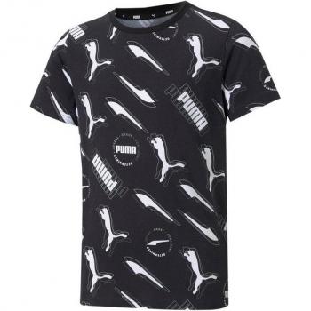 Camiseta de Manga Corta Infantil Puma AOP Negro