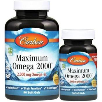 Carlson Labs Maximum Omega 2000 Fish Oil with 90 + 30 Softgels