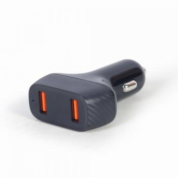 Gembird TA-U2QC3-CAR-01 Cargador de Coche Universal con 2 Puertos USB, Quick Charge 3.0, 36W, Color Negro