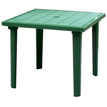 Mesa Cuadrada de Resina Verde 80x80 cm para Jardín y Exterior