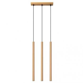 Lámpara colgante Sollux Pastelo 3L de acero dorado, 3 bombillas G9 (bombilla no incluida), dimensiones: 30x5x110cm