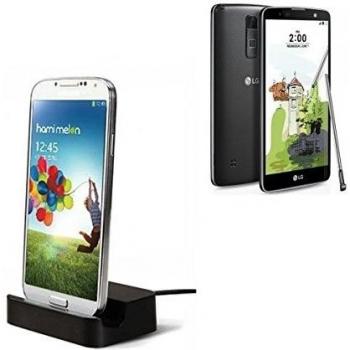 Dock USB Micro adecuado para el LG Electronics Stylus 2 Plus, negro | estación de carga incluyendo el cable USB 2.0 cable de datos / cargador, la horquilla del muelle de escritorio cargador universal adecuado para el teléfono móvil para smartphones con