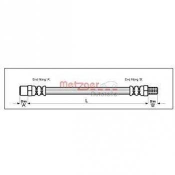 Latiguillo de freno flexible METZGER 4110580 para Audi VW Polo Derby