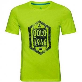 Odlo Camiseta para Hombre Bl Top Crew Neck S/S Nikko Dry, Hombre, Camiseta, 550072, Acid Lime - Estampado Estampado Estampado Estampado SS18, XX-Large