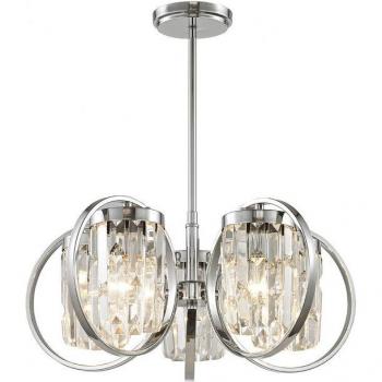 Plafón Talin Cromo 24 Cm - Plafón de 5 luces semiempotrado, acabado cromado, diámetro de 24 cm