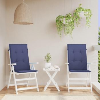 Cojines para silla con respaldo alto 2 piezas tela azul marino
