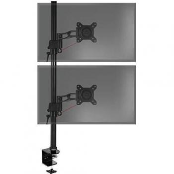 Duronic DM35V2X2 BK Brazo para Monitor para 2 Pantallas de 13 a 27 y 8 kg Cada Monitor | Altura Ajustable 80cm y Brazos Extensibles de 18cm Cada | Cabezal VESA 75 y 100 Giratorio e Inclinable ±15°