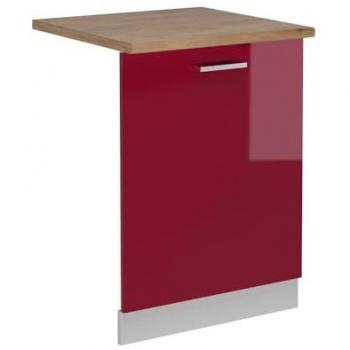 Panel Frontal para Lavavajillas R-Line, Rojo Burdeos Alto Brillo, 60 cm, Acabado en Roble