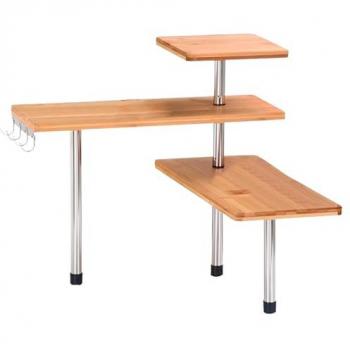 Estantería Esquinera de Cocina 3 Niveles - Organizador de Acero Inoxidable y Bambú - 45 x 43 x 38,5 cm