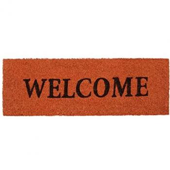 Felpudo de Coco Antideslizante Bienvenido Naranja 25x75 cm