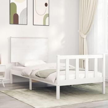 Cabecero de cama blanco de madera maciza única con diseño elegante y moderno, fabricado en madera maciza para mayor durabilidad y resistencia, acabado en color blanco que se adapta a diferentes estilos decorativos