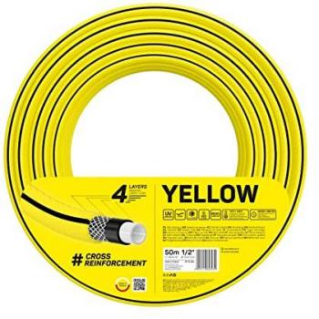 Manguera de Riego Cellfast 4YELLOW 1/2 50m - 4 Capas, Flexi, Resistente a Rayos UV y Antiálcali