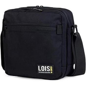 Lois - Bolso Bandolera Hombre. Bolsa de Mensajero al Hombro. Cierre con Cremallera. Múltiples Compartimentos. Lona Canvas Poliéster Nylon en Dos Colores 305420, Color Negro