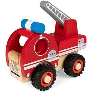 WOOMAX - Camión bomberos, camión bomberos juguete, camión bomberos de madera, coches de juguete, camión de bomberos con escalera, Juguetes educativos, juguetes bebés 18 meses