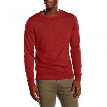 TOM TAILOR basic crew-neck sweater/508 - Suéter para hombre, color dusty autumn red melange 4655, talla S