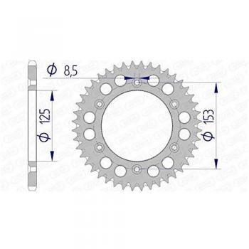AFAM Corona de aluminio ultraligera 11212 - 520 - Rueda dentada para cadena AFAM 11212+45 - CORONA DE ALUMINIO PASO 520 SCARICO FANGO DIENTES 45 HM