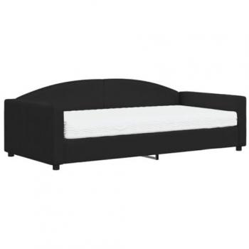 Sofá cama con colchón tela negro 100x200 cm