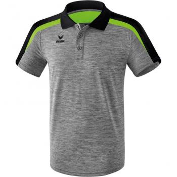 Erima Liga 2.0 Short Sleeve Polo Shirt for Children - Grey Marl / Black / Green Gecko, Size 140 cm, Unisex