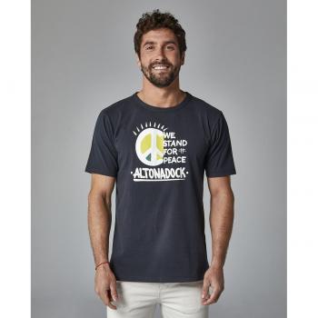 Camiseta Altonadock negra 'for peace' manga corta de hombre