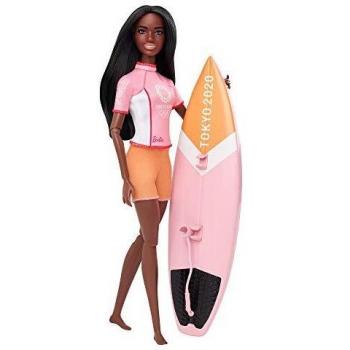 Barbie- Juegos Olímpicos Tokio 2020 muñeca surfista con uniforme de surf y con accesorios