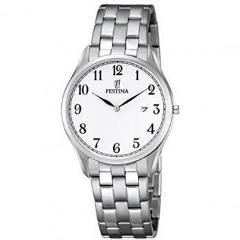 Reloj de Hombre Festina F6840-1 - Cuarzo Analógico - Esfera Blanca - Pulsera de Acero Inoxidable Plata
