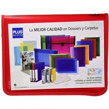 Plus Office ZA-401RD - Carpeta con cremallera, A4, rojo