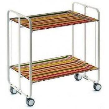 DON HIERRO - Carrito auxiliar con ruedas BAUHAUS armazón metálico color blanco, 2 bandejas.