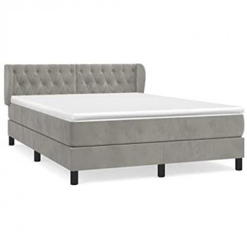 Cama box spring con colchón de terciopelo gris claro 140x200 cm