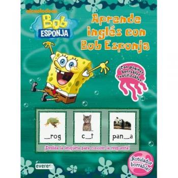 Aprende inglés con Bob Esponja: ¡Con páginas borrables reutilizables! ¡Rotulador borrable!