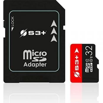 Memoria Flash MicroSDHC S3+ 32GB UHS-I Clase 10 con Adaptador SD