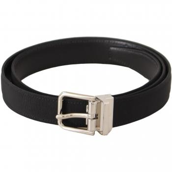 Dolce & Gabbana Black Canvas Silver Tone Metal Buckle Men Belt - 95 cm / 38 Inches