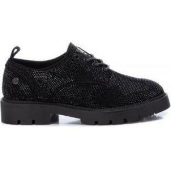 Xti - Zapatos Blucher de Cordones para Mujer, Textil Brillante, Color Negro, Modelo 142124