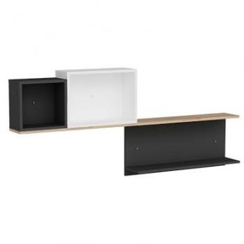 Estantería de Pared Wellhome de Pino Atlántico Antracita y Blanco 80,4x180x19,6 cm - Almacenamiento de Herramientas
