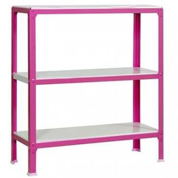 Estantería Metálica SimonRack, Almacenaje de Acero, 900x800x300 mm, 3 Baldas, Soporta 150 kg de Punto Flexión por balda, Sin tornillos, Rosa/Blanco