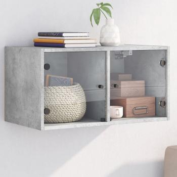 Mueble de pared con puertas de vidrio gris hormigón 68,5x37x35 cm Vidaxl