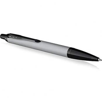 Parker IM bolígrafo | Gris mate con adornos negros | Punta mediana con recambio de tinta azul | Estuche de regalo