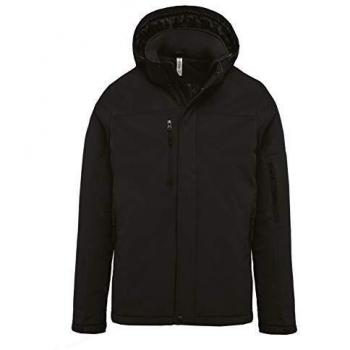 Parka Softshell Kariban con Capucha Doblada para Hombre, Color Negro, Talla 3XL