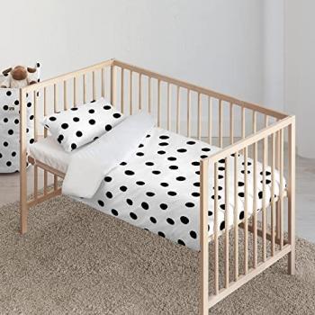 Funda Nórdica para Cuna Kids&Cotton Kibo 100% Algodón Ecológico con Almohada, tamaño 100 x 120 cm, modelo Kibo Black
