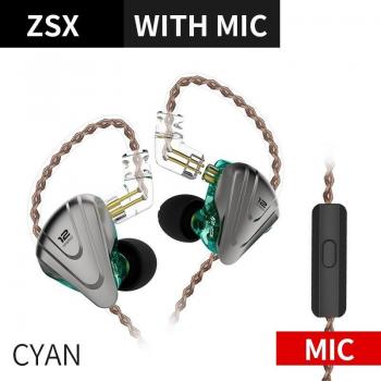 Auriculares Intrauditivos KZ ZSX con Cable de Metal, Tecnología Híbrida 5BA+1DD, Cancelación de Ruido, HiFi para Juegos y Música