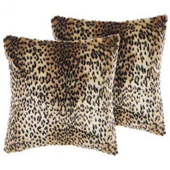 Conjunto de 2 cojines decorativos marrón de acrílico 45 x 45 cm con estampado de leopardo y cremallera Foxtail