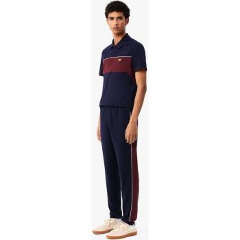 Pantalón de chándal Lacoste para hombre, largo, color negro con franjas rojas, talla XXL