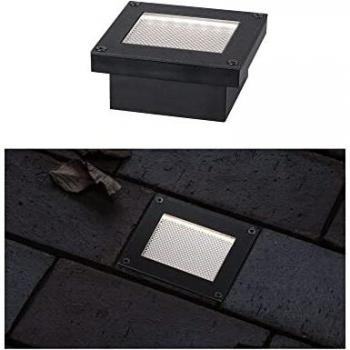 Lámpara Solar LED Empotrable Domenic 8x8cm, IP67, 3000K, 1lm, Color Negro