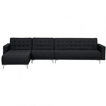 Sofá Esquinero Modular con Función Cama en Tela Gris Grafito, Lateral Derecho, Modelo Aberdeen