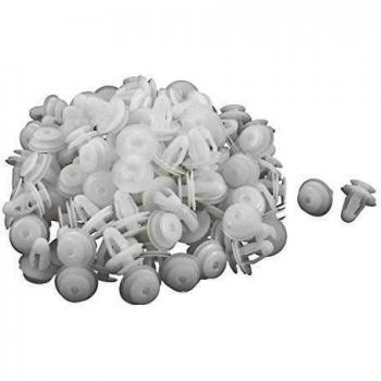 sourcing map 100Pcs Remaches de Vehículo Panel de la Puerta 14mm Grapa Blanco 8mm Agujero