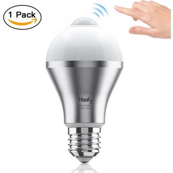 Bombillas Con Sensor de Movimiento PIR, Haofy E26 E27 Bombilla de Luz de Seguridad, 9W 600lm, Bombilla del Sensor para Puerta de Entrada, Balcón, Garaje, Escaleras y Jardín, Blanco frío